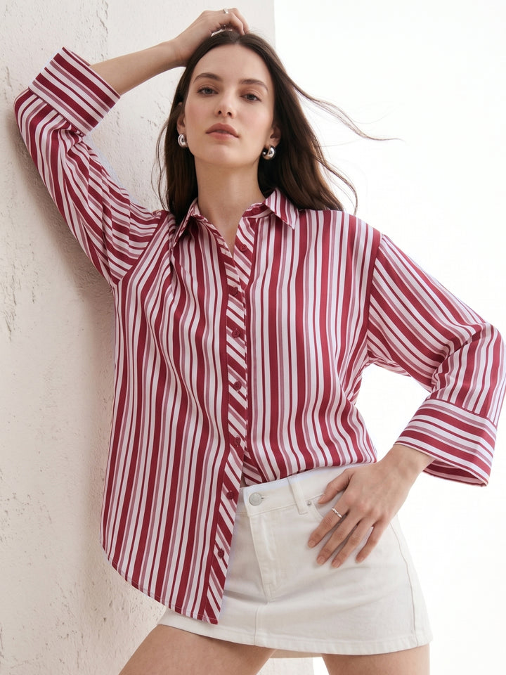 Red Collared Striped Shirt