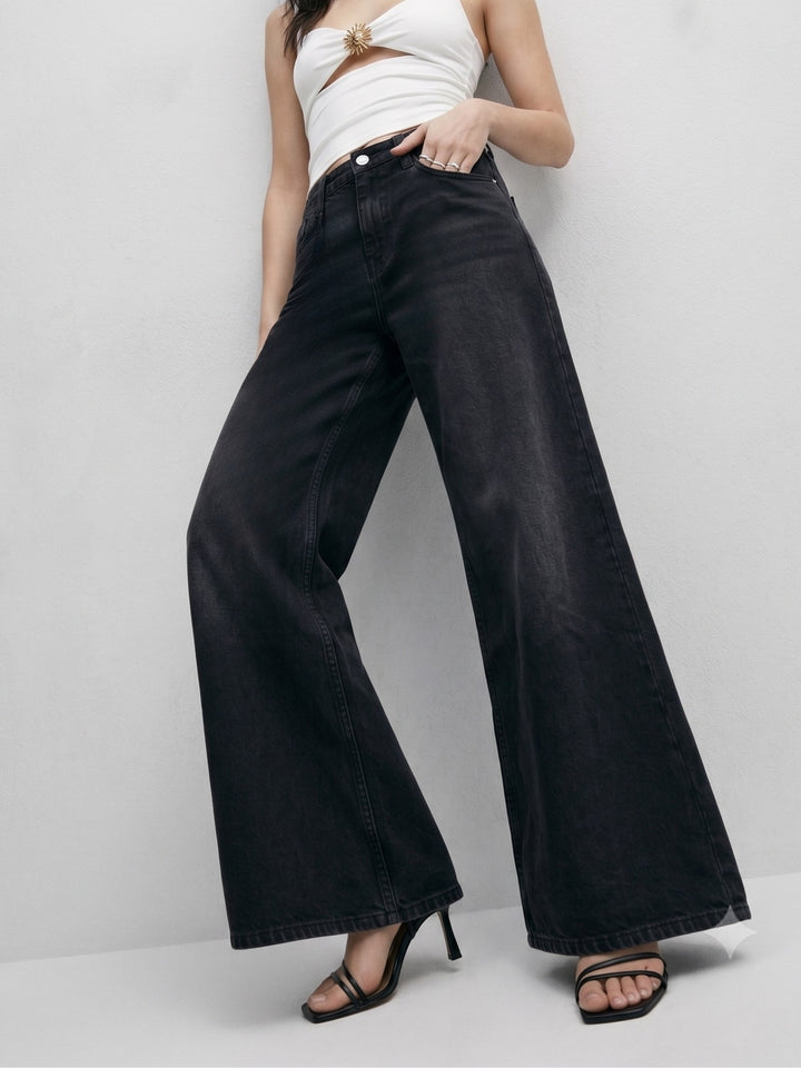 Black Ultra Wide Flared Jeans