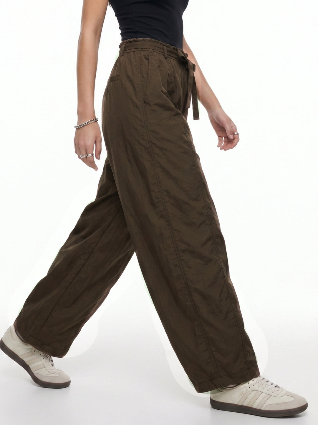 Brown High Waist Wide Leg Trouser