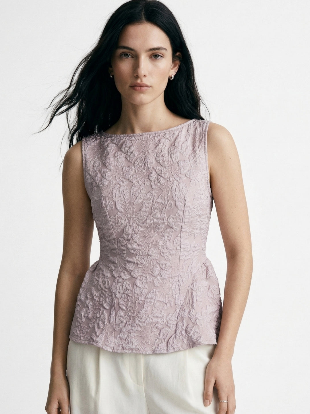 Pink Textured Floral Embossed Blouse
