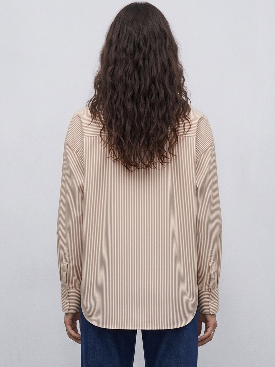 Brown Oversized Drop Shoulder Y/D Stripe Shirt