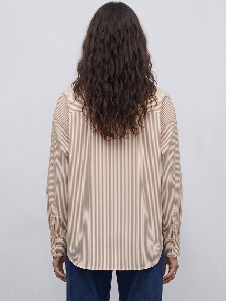 Brown Oversized Drop Shoulder Y/D Stripe Shirt