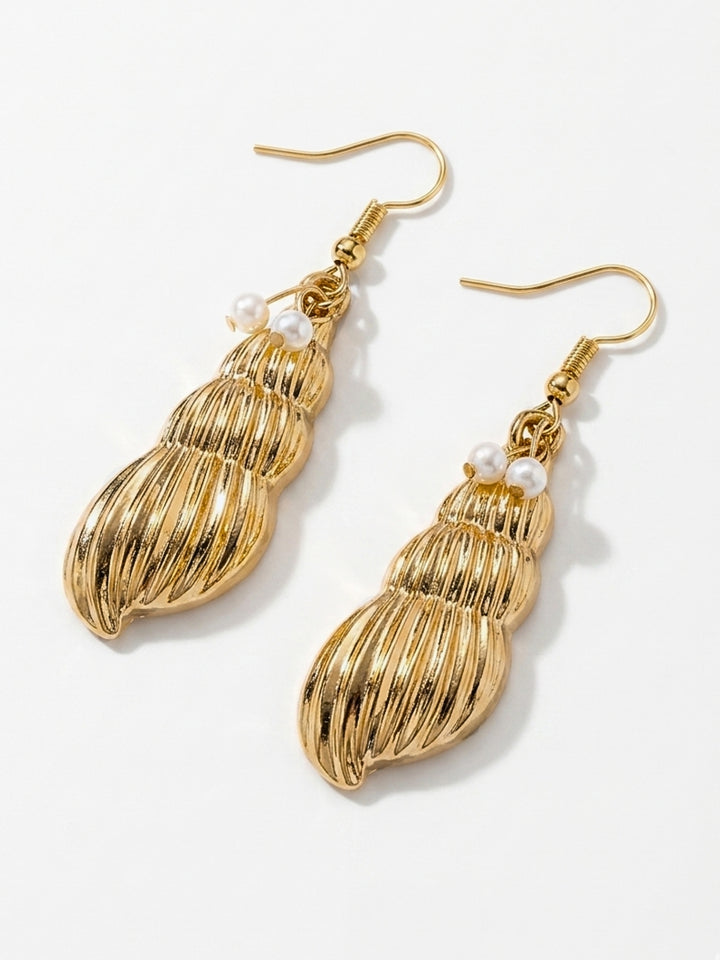 Gold Shell Textured Earrings