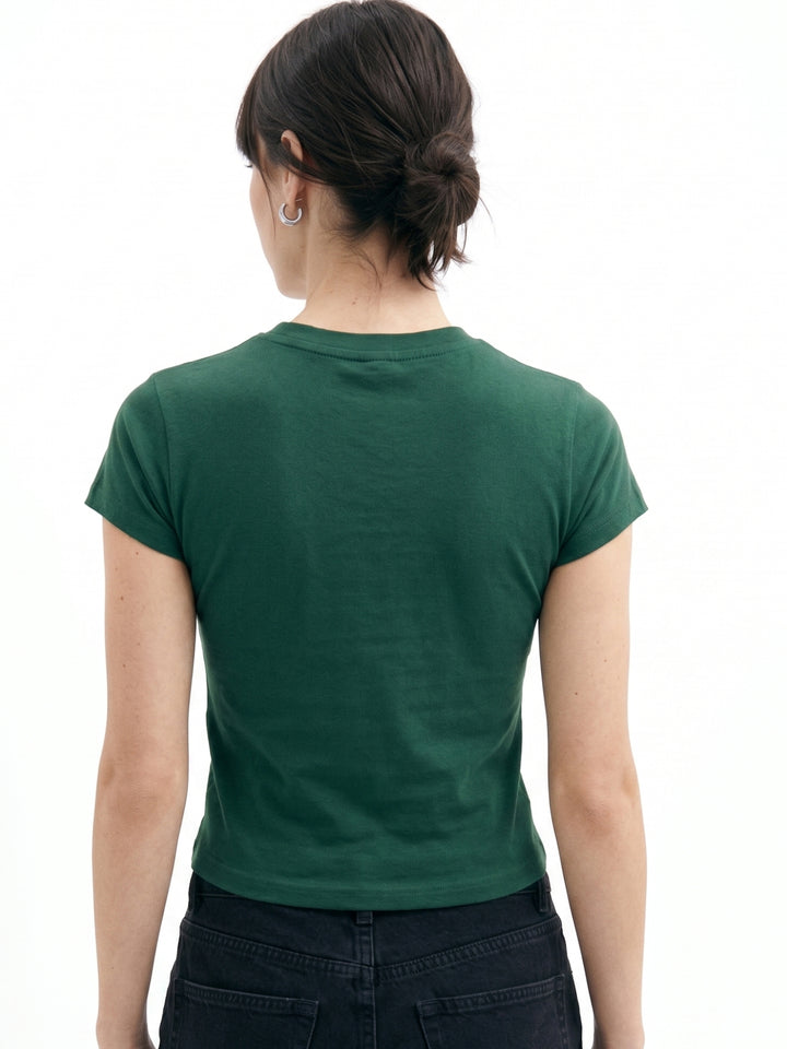Green Fitted Crop T-Shirt