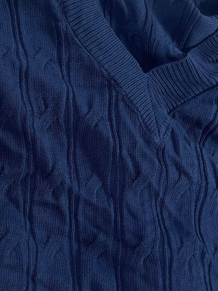 Blue Textured Fitted Top