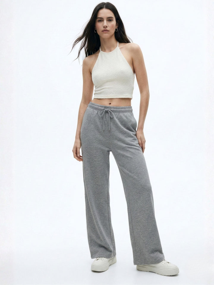 Grey Low Waist Wide Leg Sweatpants