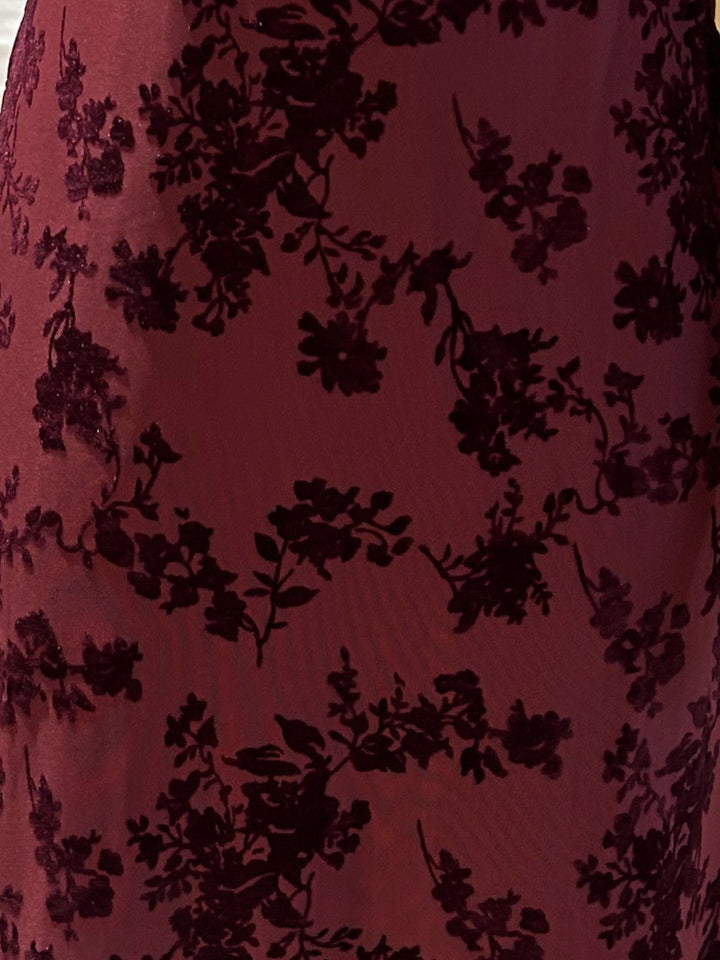 Wine Slim-Fit Evening Maxi Dress