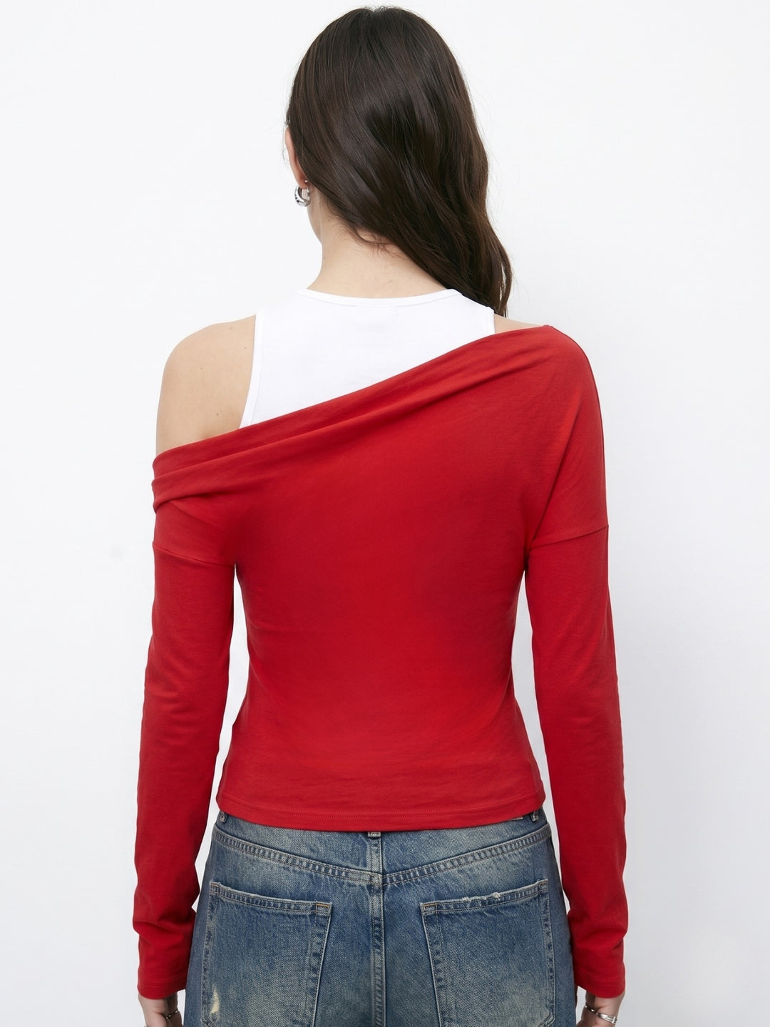 Red Twofer Styled Tank And Studded Top