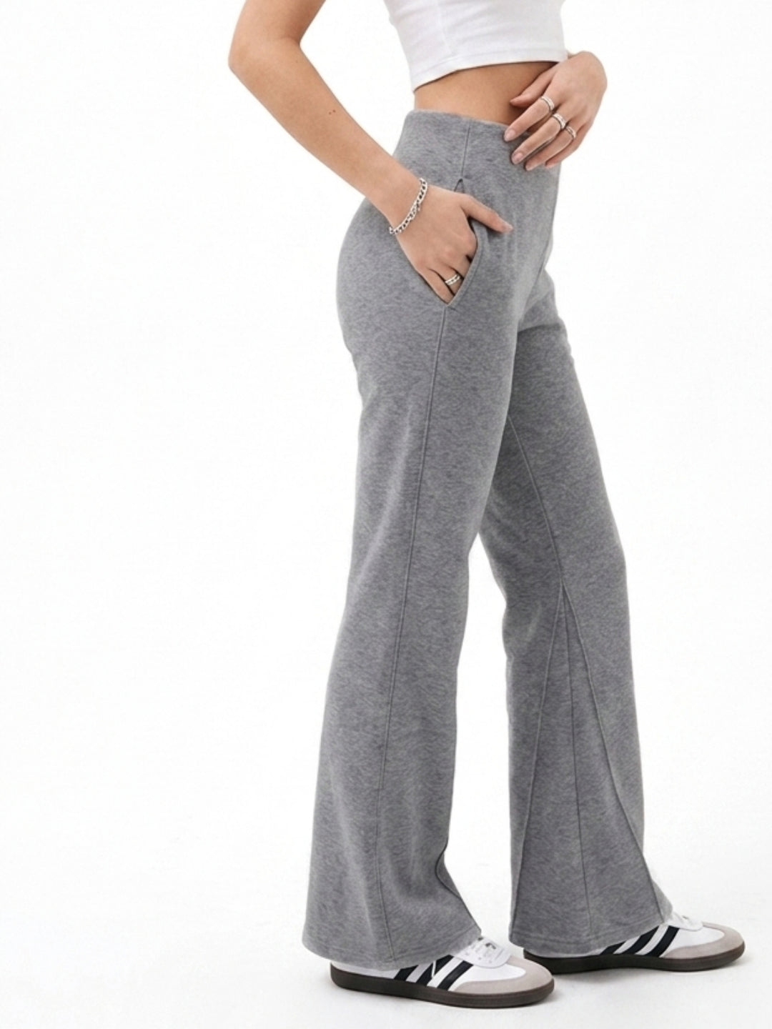Grey Bottom Flare Pant