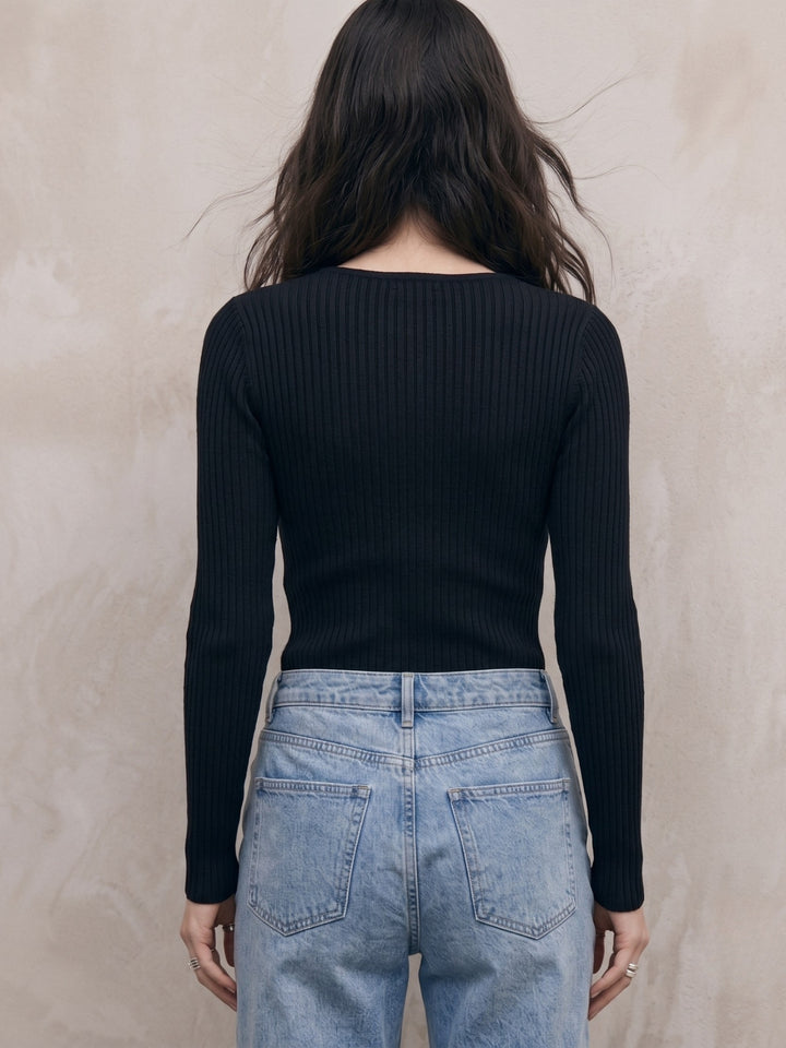 Black Full Sleeve Front Detail Top