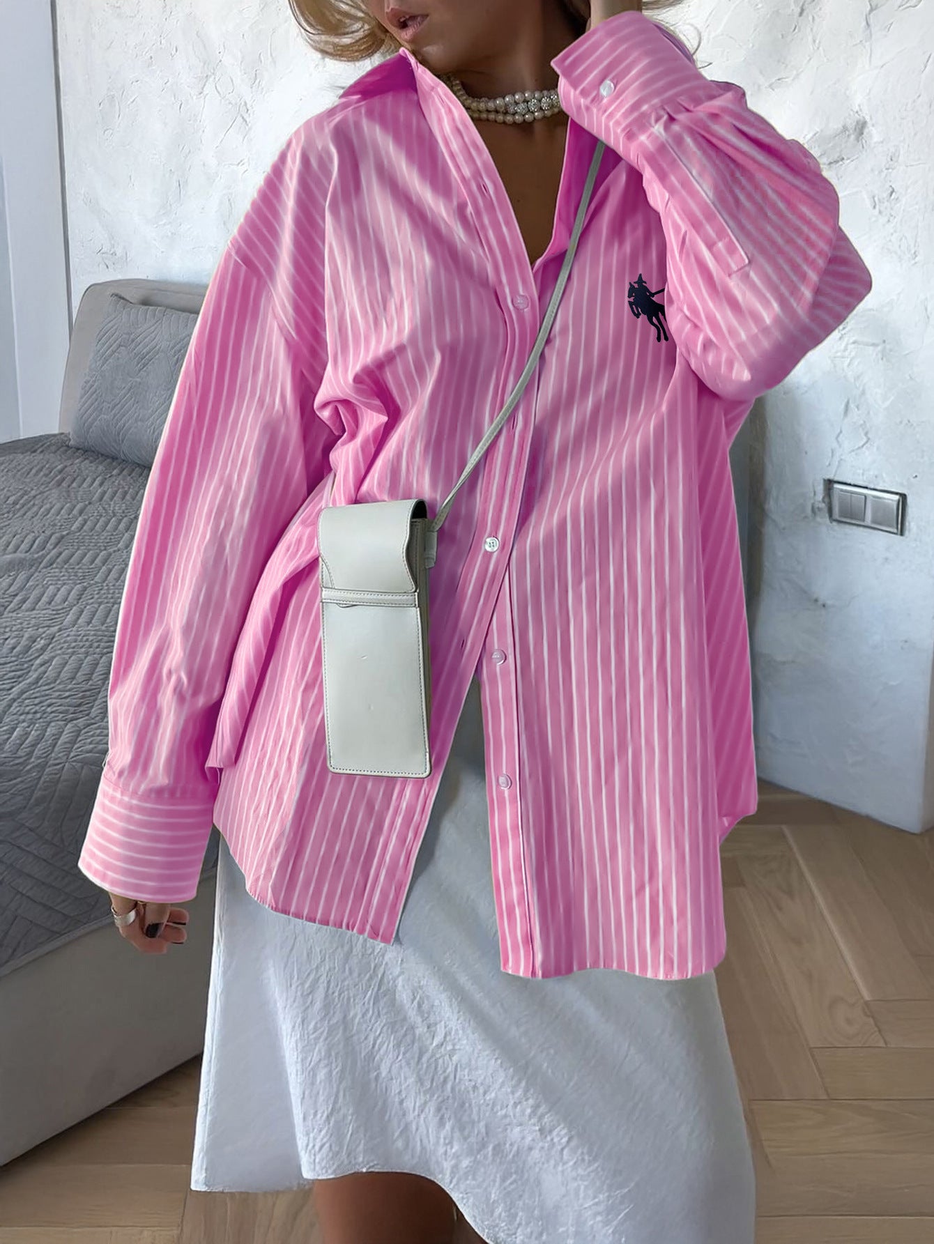 Pink Full Sleeve Striped Relaxed Shirt