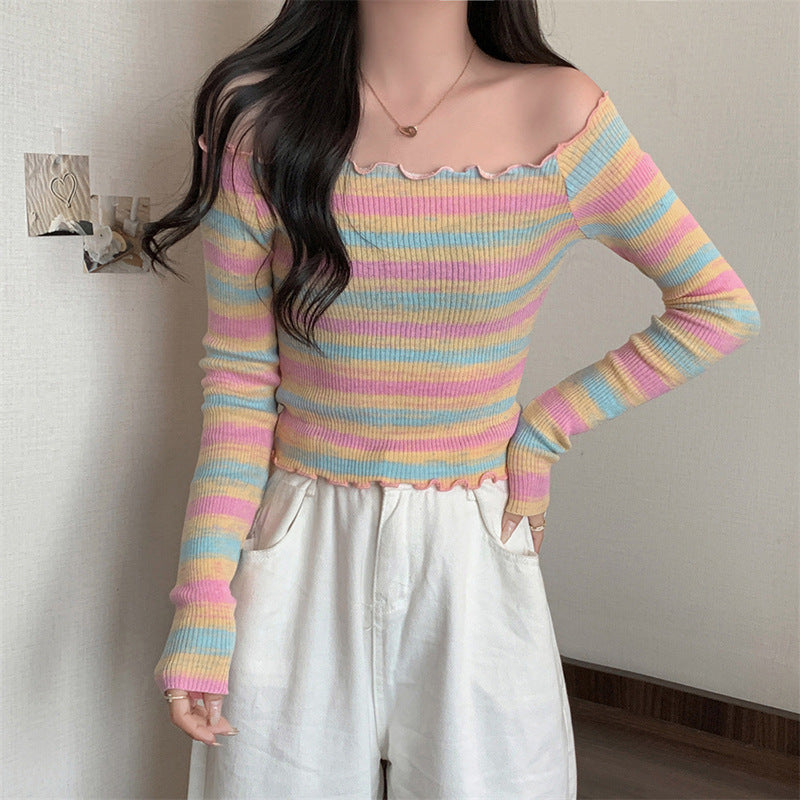 Pink Scallop Hem Knit Top
