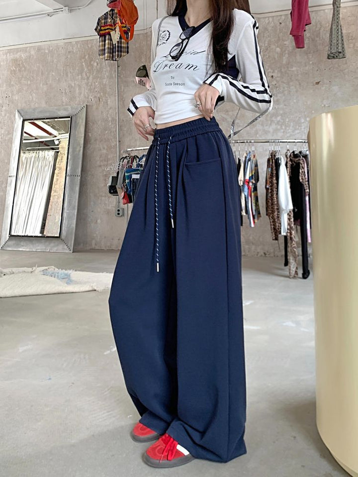 Navy Blue Solid High Waist Jogger