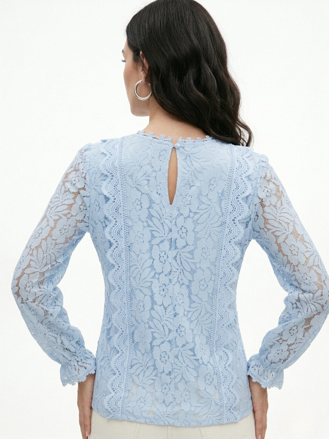 Light Blue Bishop Sleeve Textured Blouson