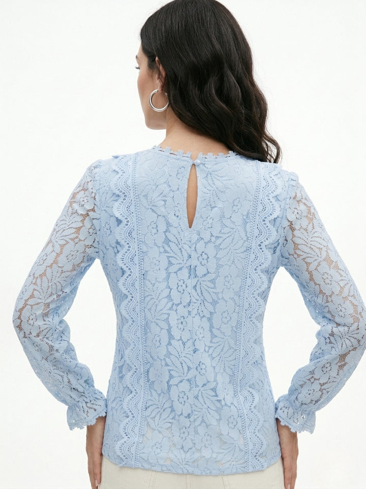 Light Blue Bishop Sleeve Textured Blouson