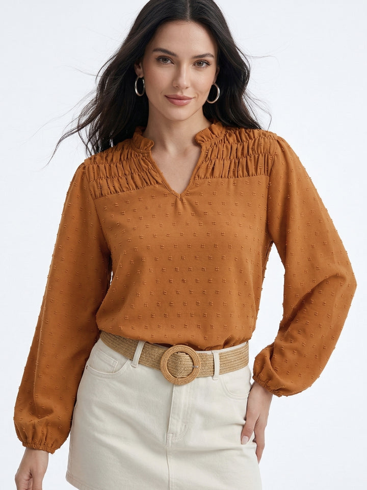 Mustard Bishop Sleeve Shoulder Gathered Blouson