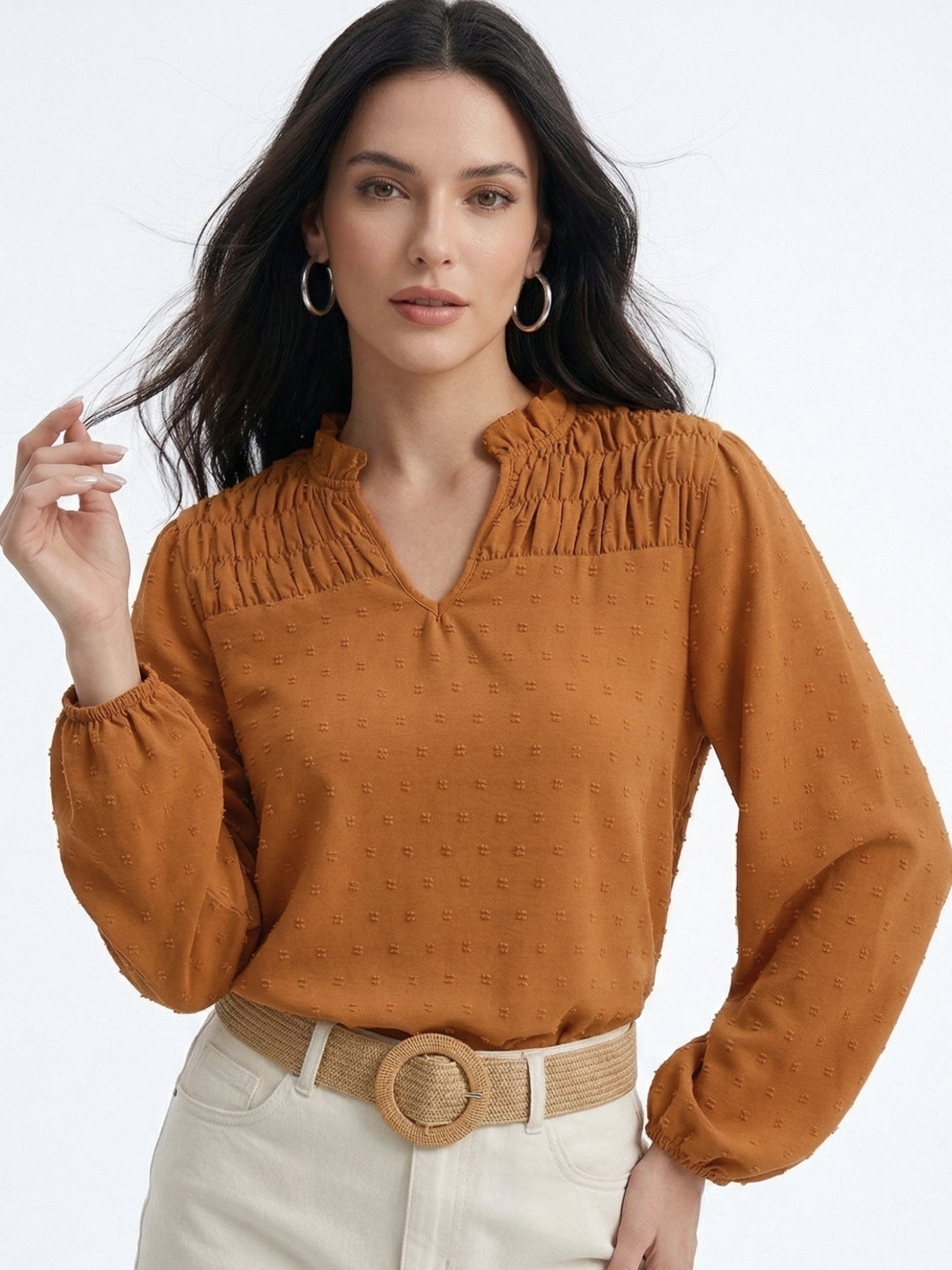 Mustard Bishop Sleeve Shoulder Gathered Blouson