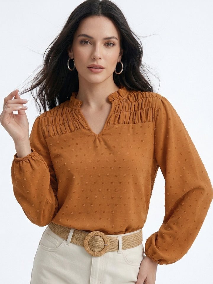 Mustard Bishop Sleeve Shoulder Gathered Blouson