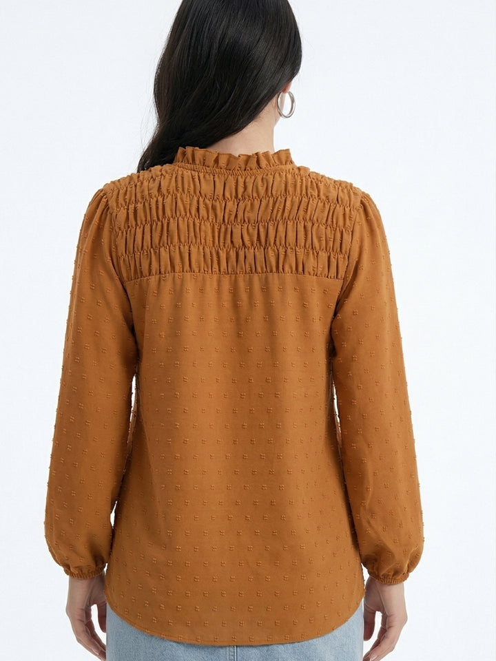 Mustard Bishop Sleeve Shoulder Gathered Blouson
