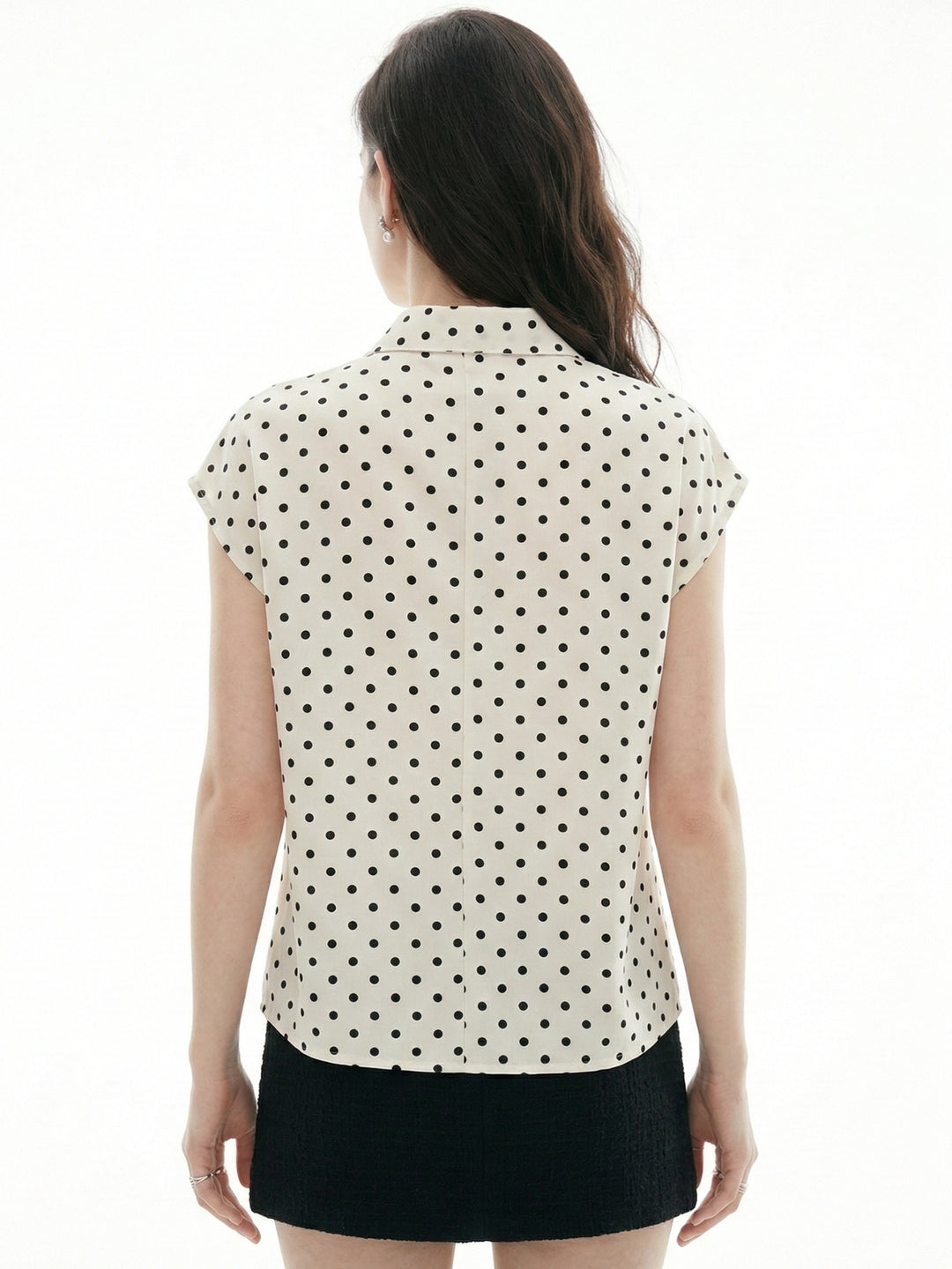 White Sleeveless Tie-Up Polka Printed Top