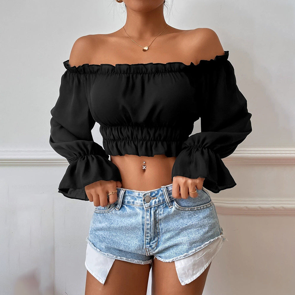 Black Off-Shoulder Crop Top