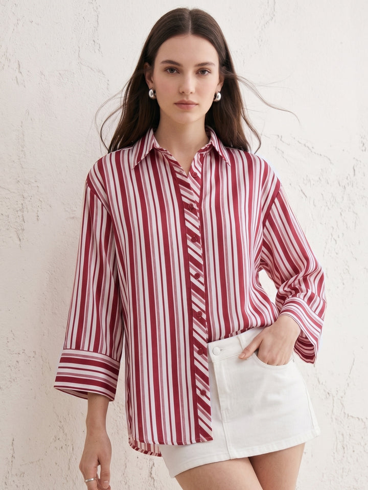 Red Collared Striped Shirt