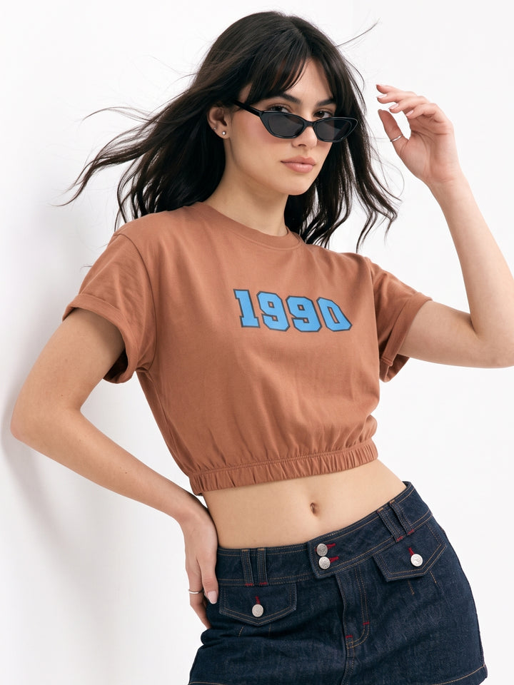 Mauve Boxy Cropped Elasticated Hem Sweatshirt