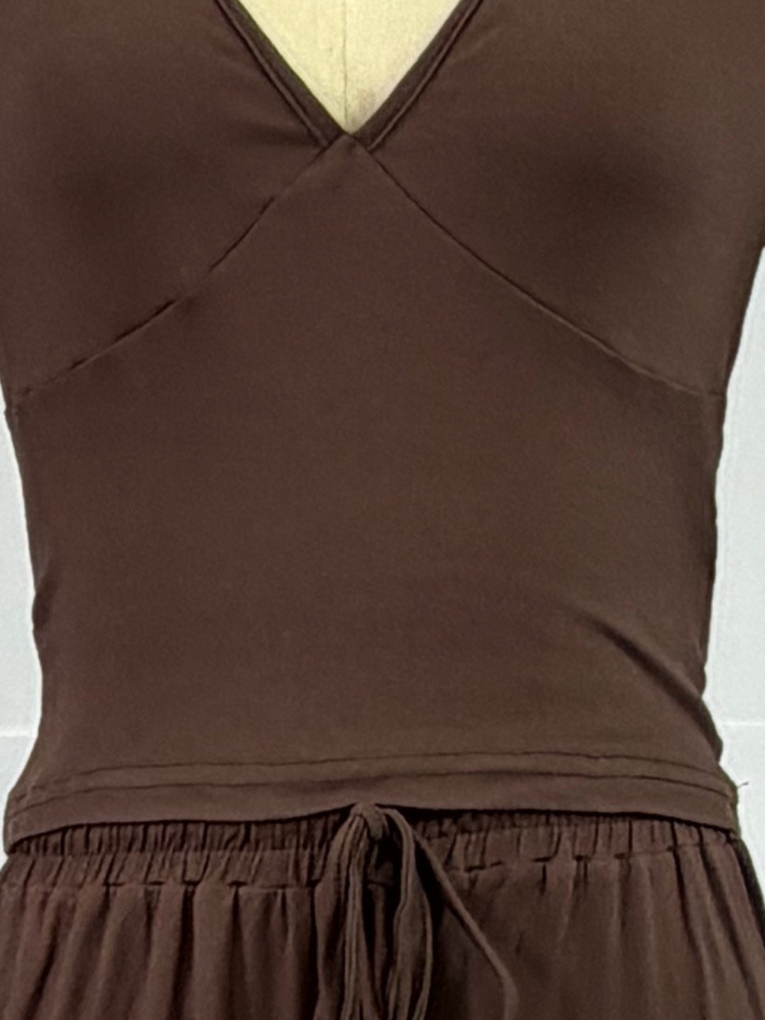 Brown Solid Full Sleeved Top And Trousers Co-Ord Set