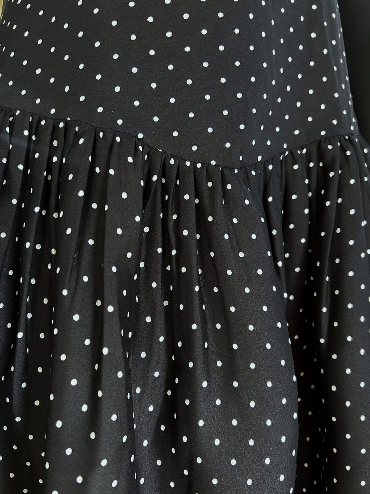 Black Polka-Dot Ruffled Mini Dress