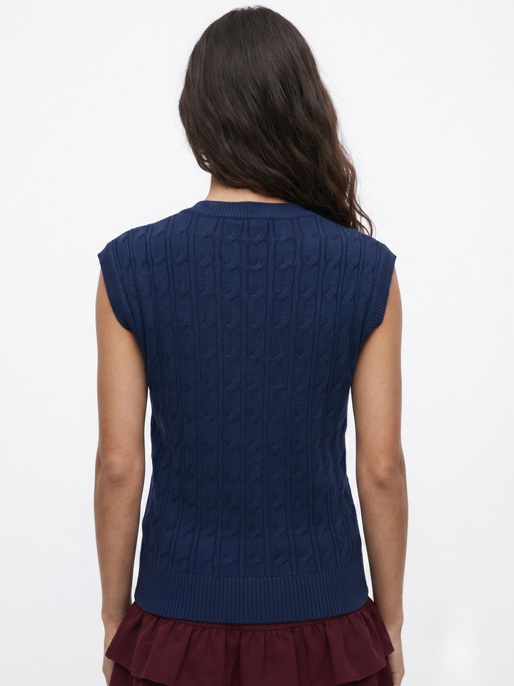 Blue Textured Fitted Top