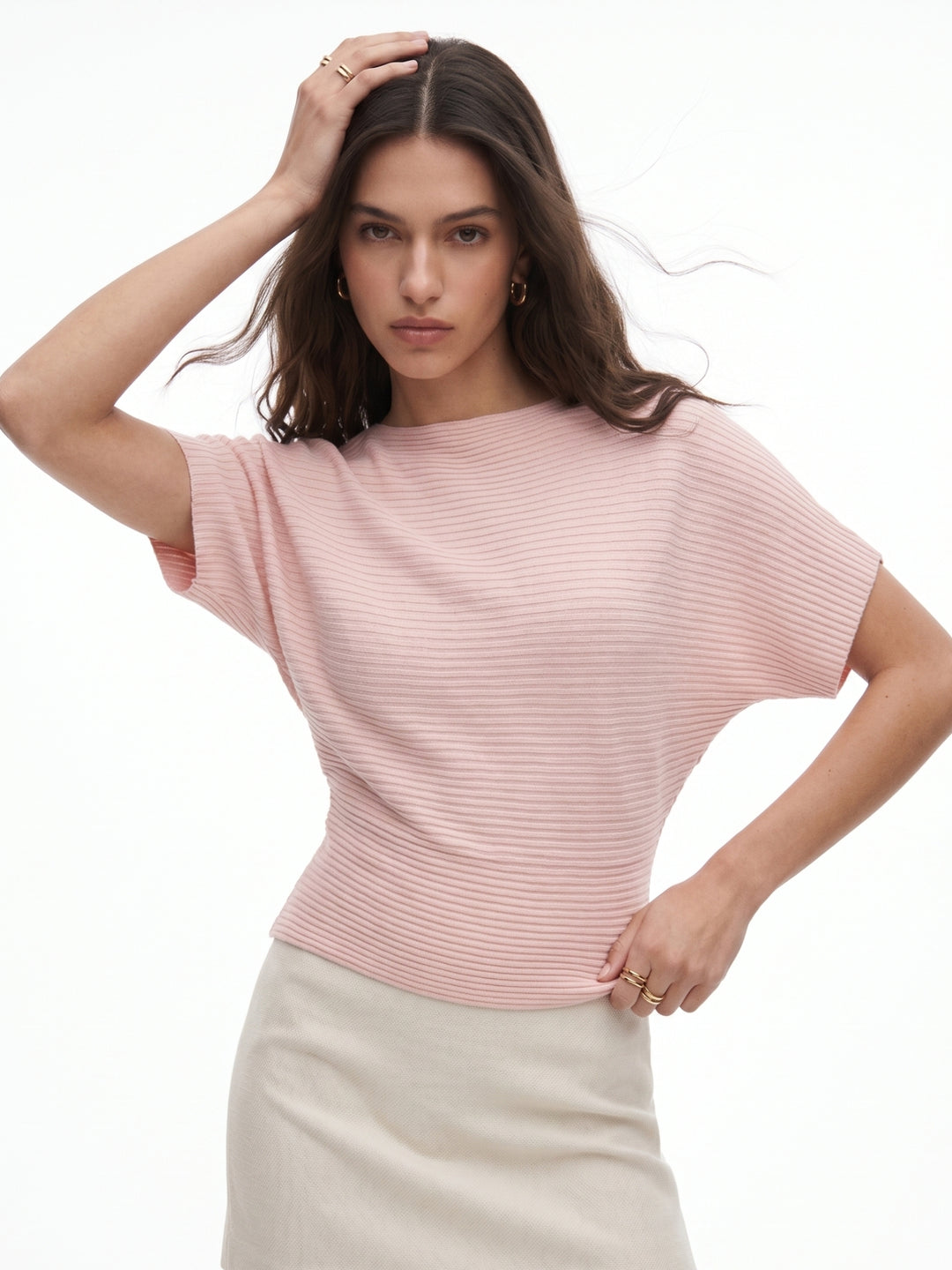Pink Relaxed Sleeve Textured Top