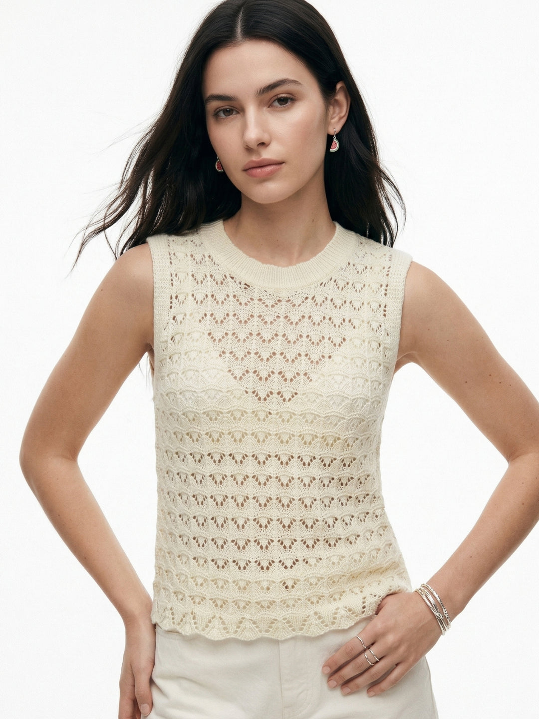 Yellow Textured Crochet Styled Tank Top