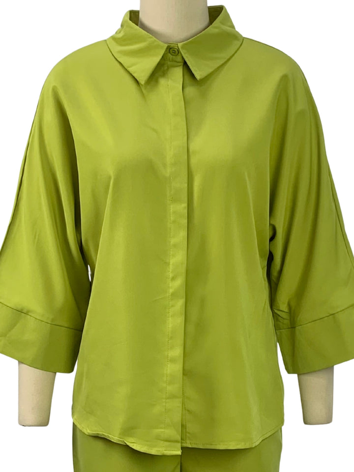Green Relaxed Shirt And Pants Co-Ord Set
