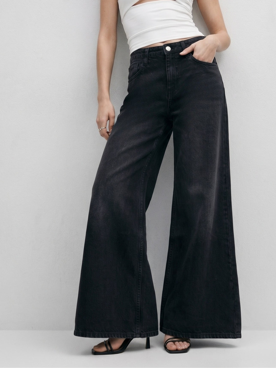 Black Ultra Wide Flared Jeans