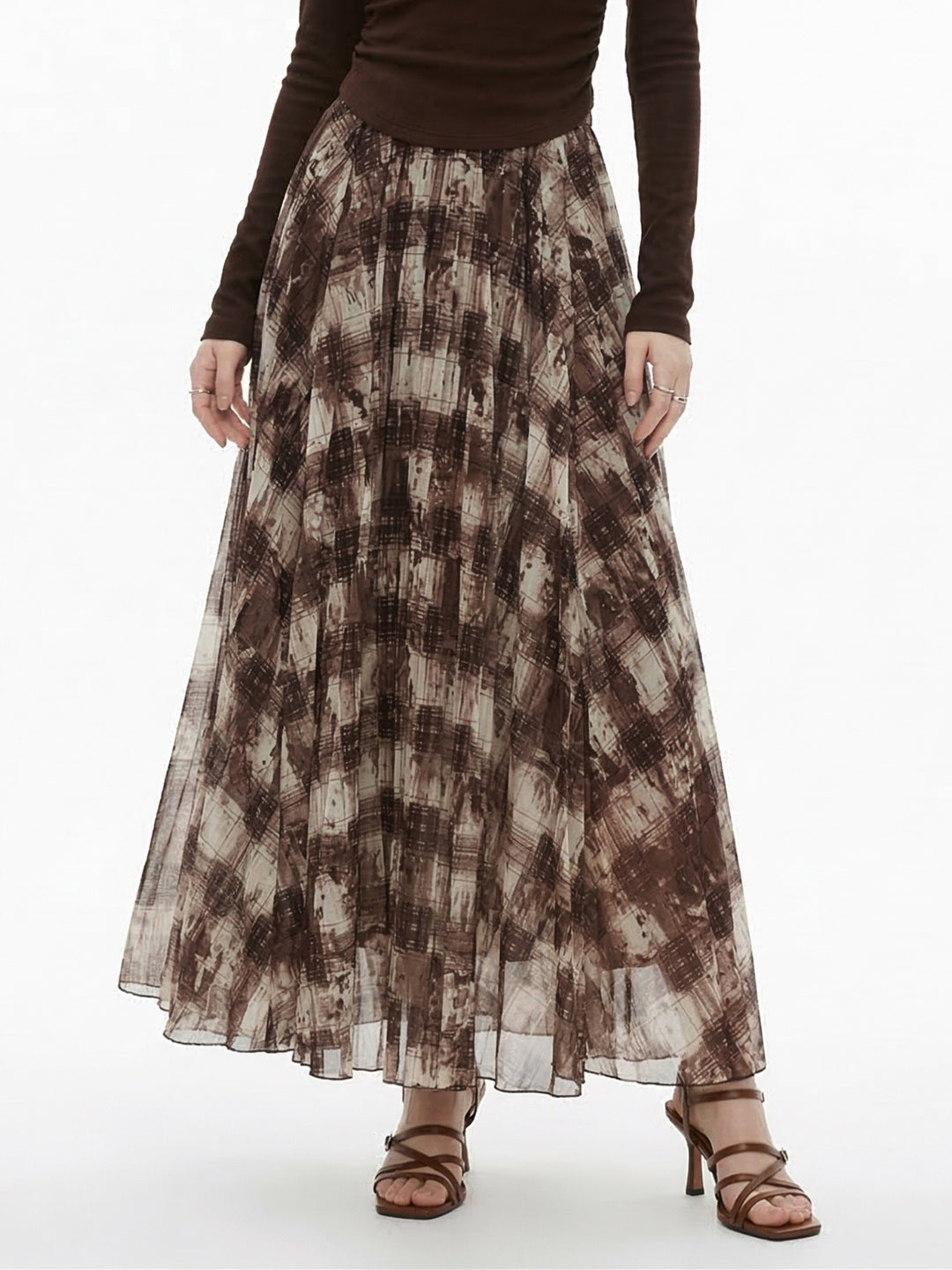 Brown Textured Dual Coloured Skirt