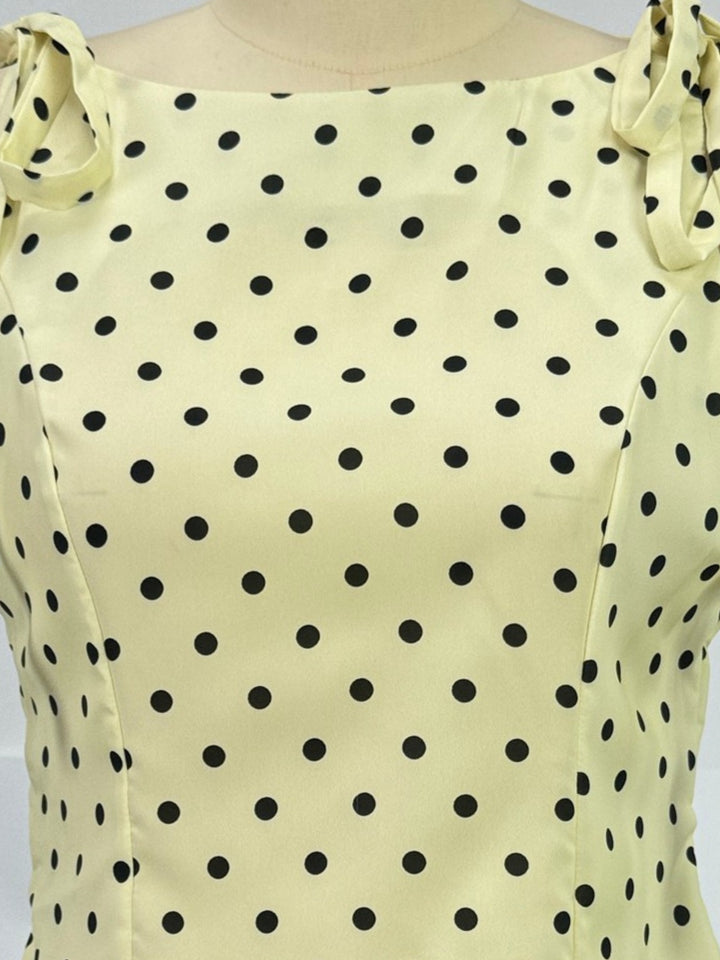 Yellow High Neck Polka Dotted Top