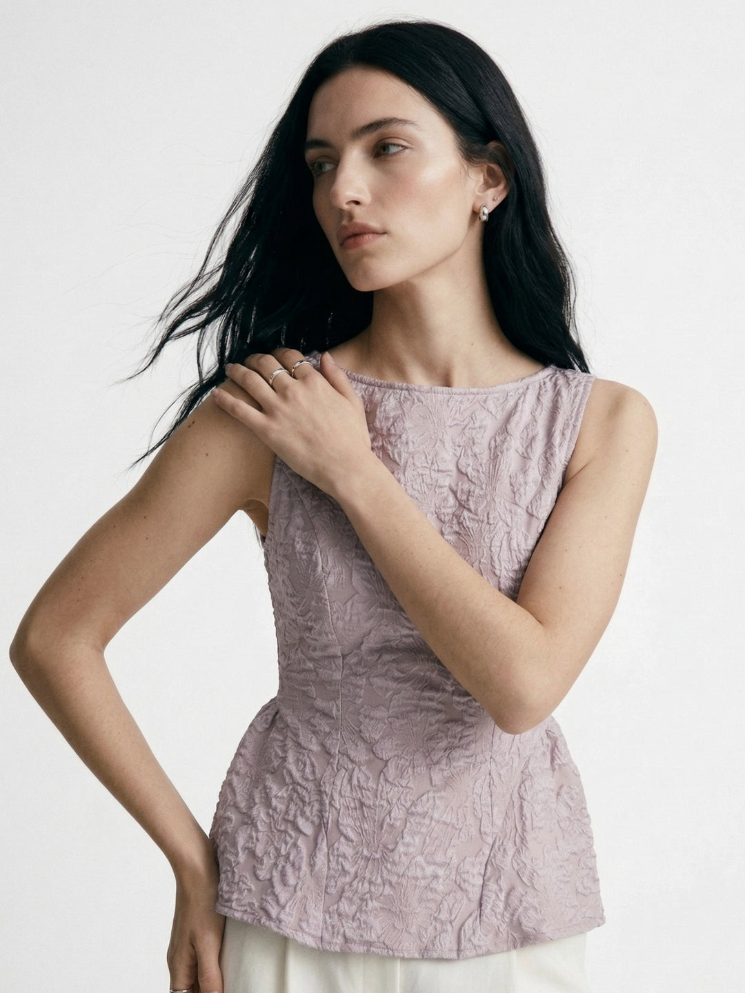 Pink Textured Floral Embossed Blouse