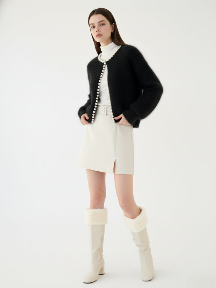 Black Contrast Hem Detailing Slouchy Cardigan