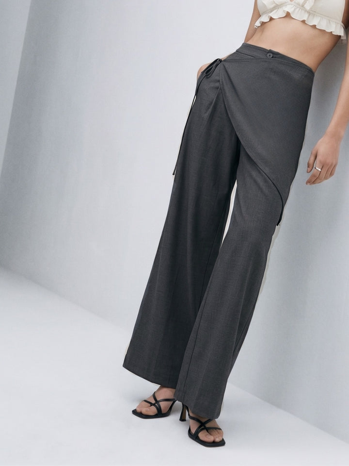 Charcoal Waist Wrap Wide Leg Pant