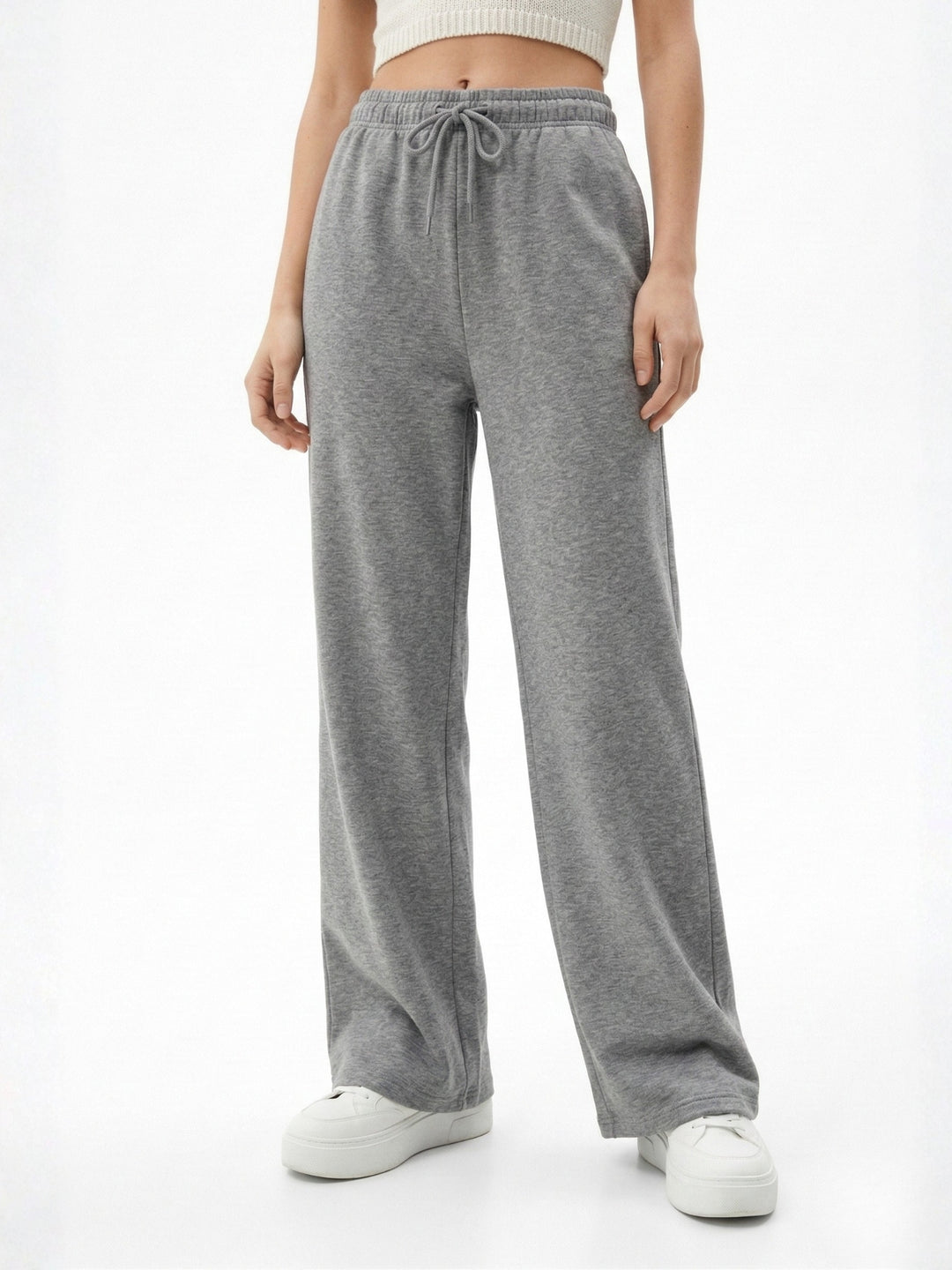 Grey Low Waist Wide Leg Sweatpants