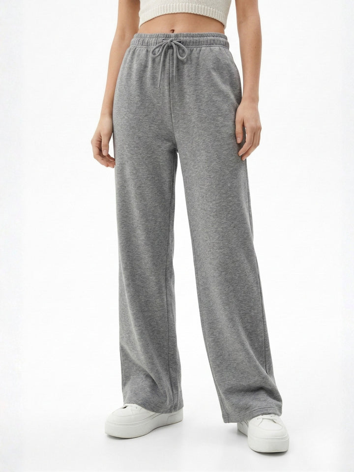 Grey Low Waist Wide Leg Sweatpants