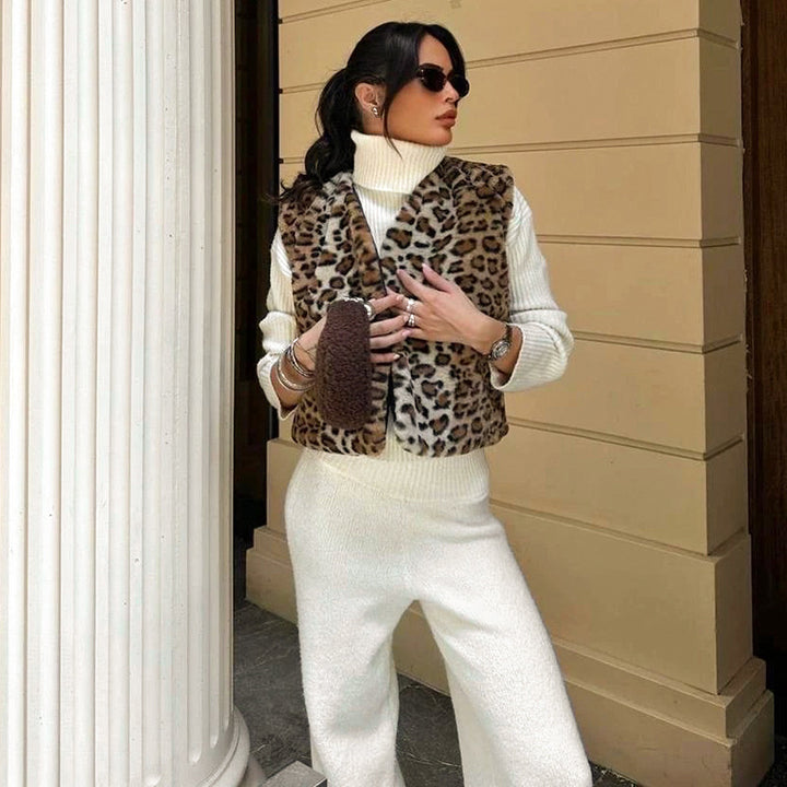 Multi Faux Fur Animal Printed Vest