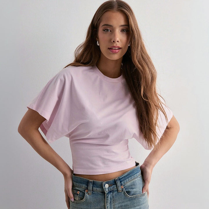 Pink Short Sleeve Fitted Top