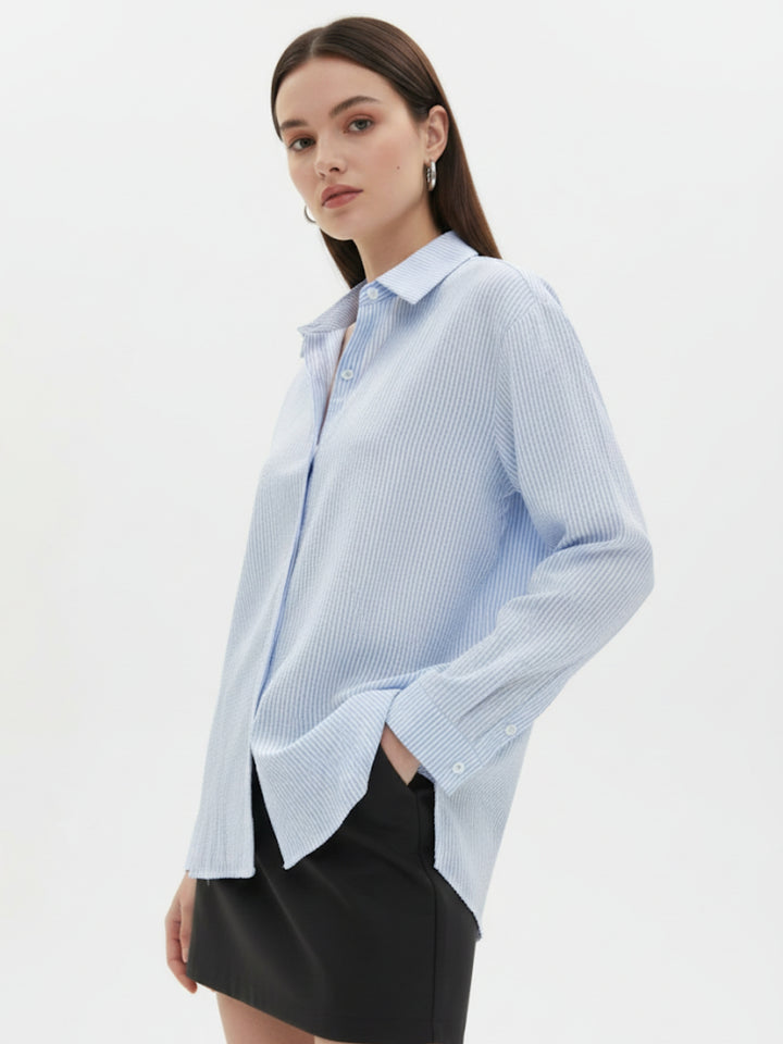 Light Blue Relaxed Front Buttoned Shirt