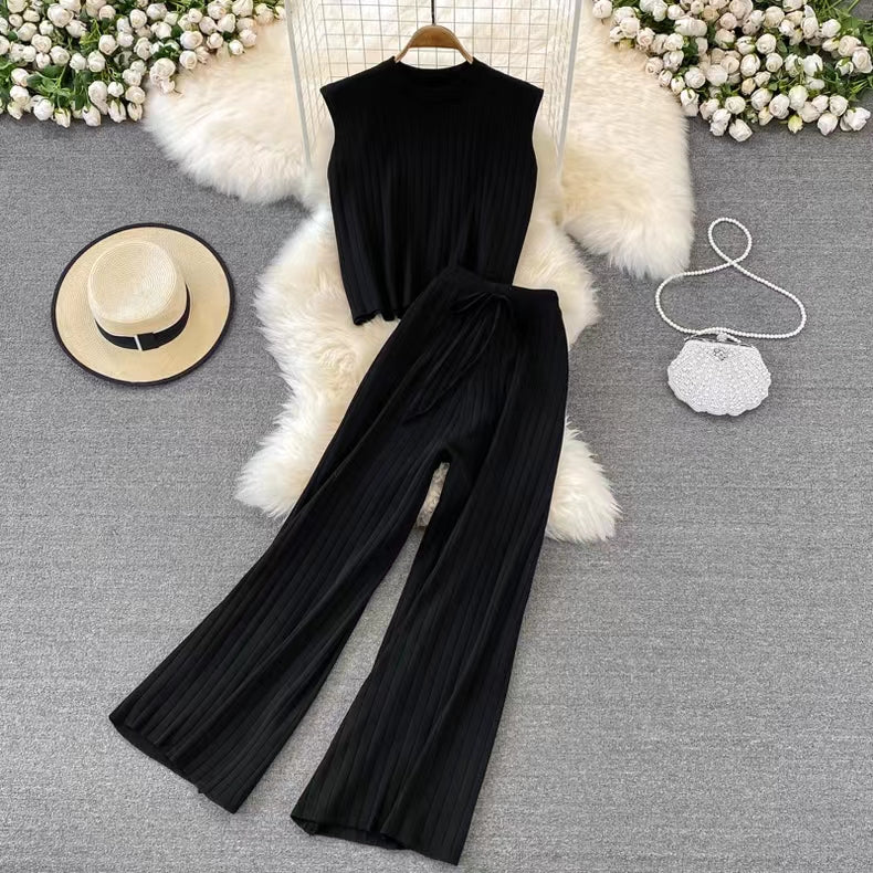 Black Wide Rib Co-Ord Set