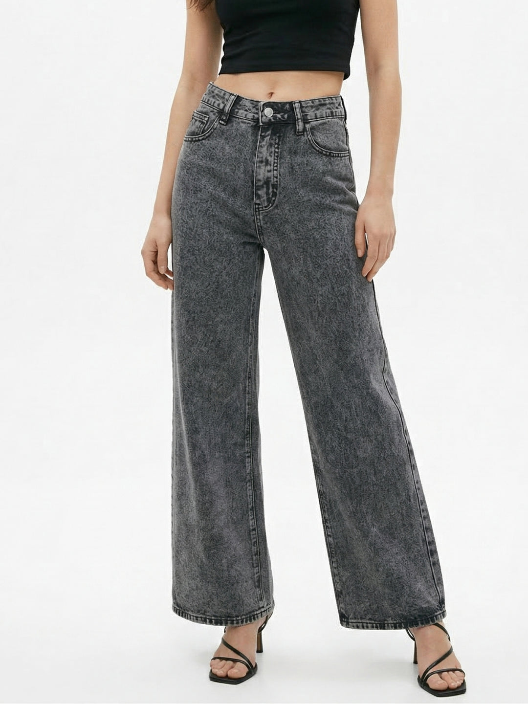 Dark grey High Waist Wide Leg Jeans