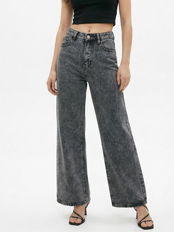 Dark grey High Waist Wide Leg Jeans