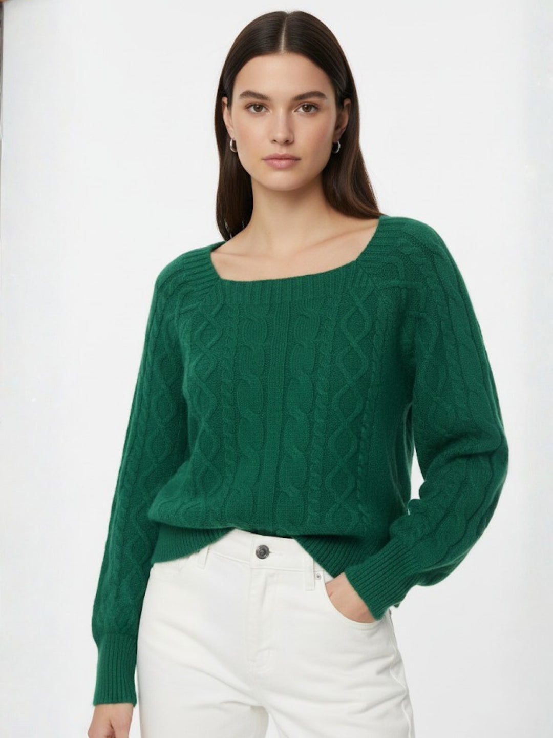 Green Full Sleeve Round Neck Sweater