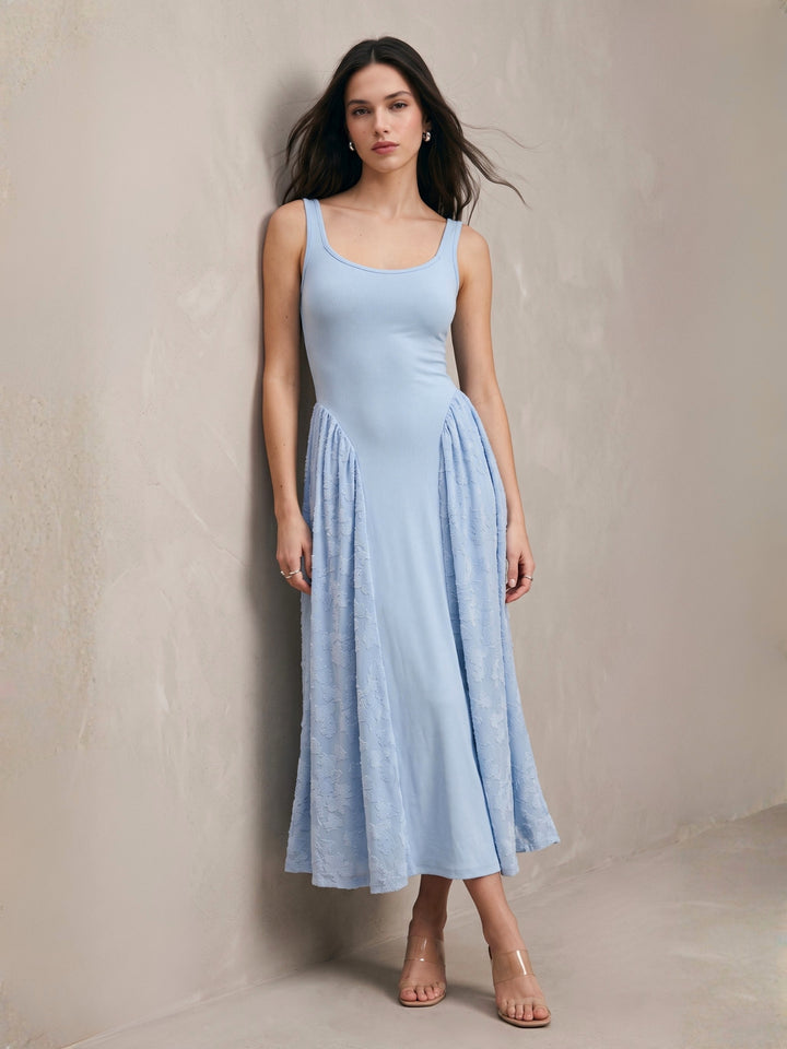 Light Blue Sleeveless Textured Dress