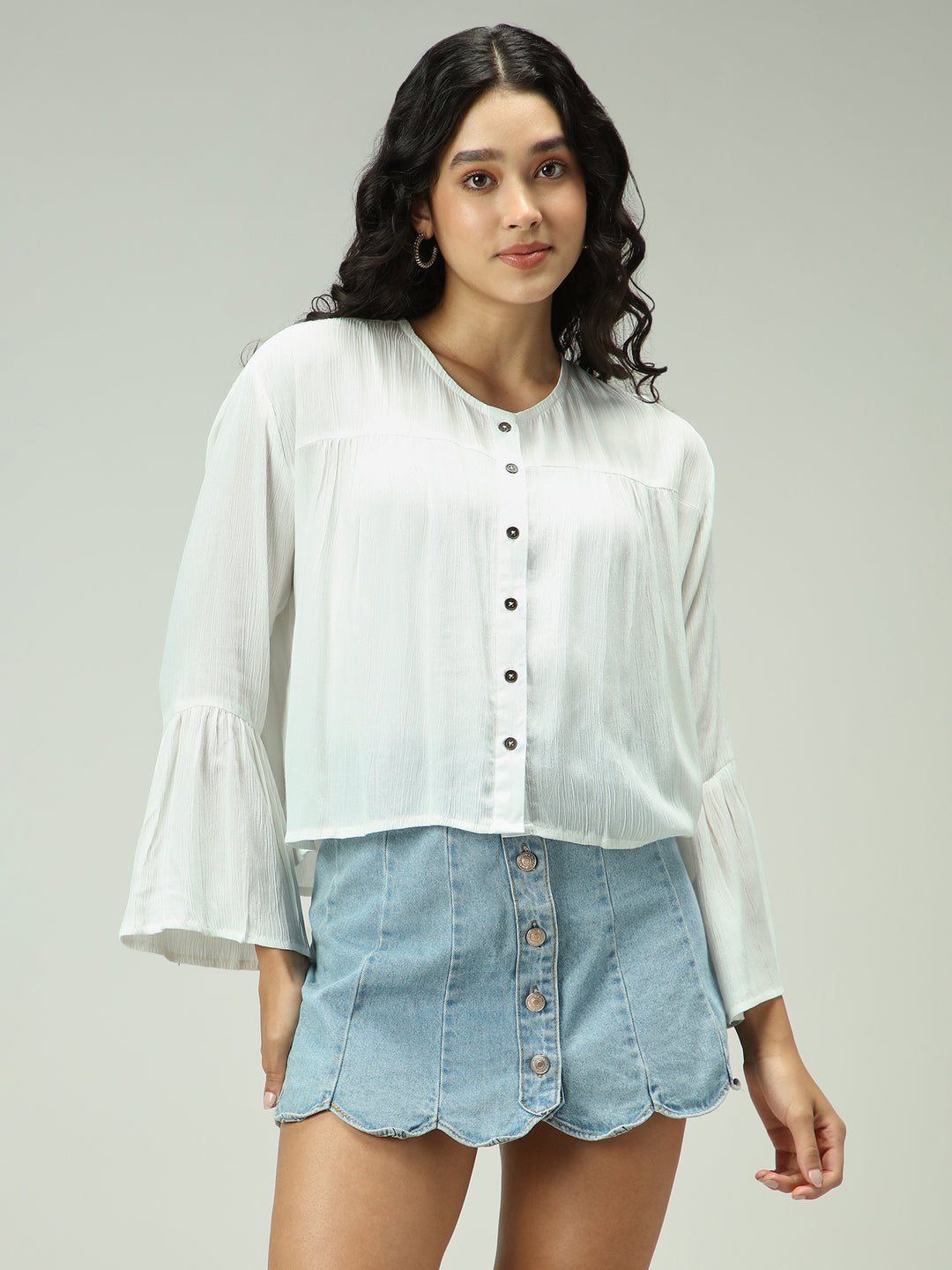 White Button Down Flowy Shirt